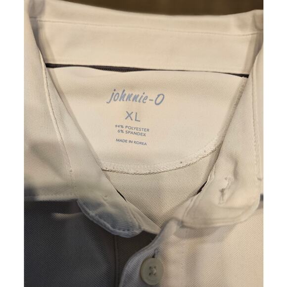 Men's Johnnie-O White Polo Shirt SS Polyester Size XL Longhorn **READ** - Picture 3 of 11